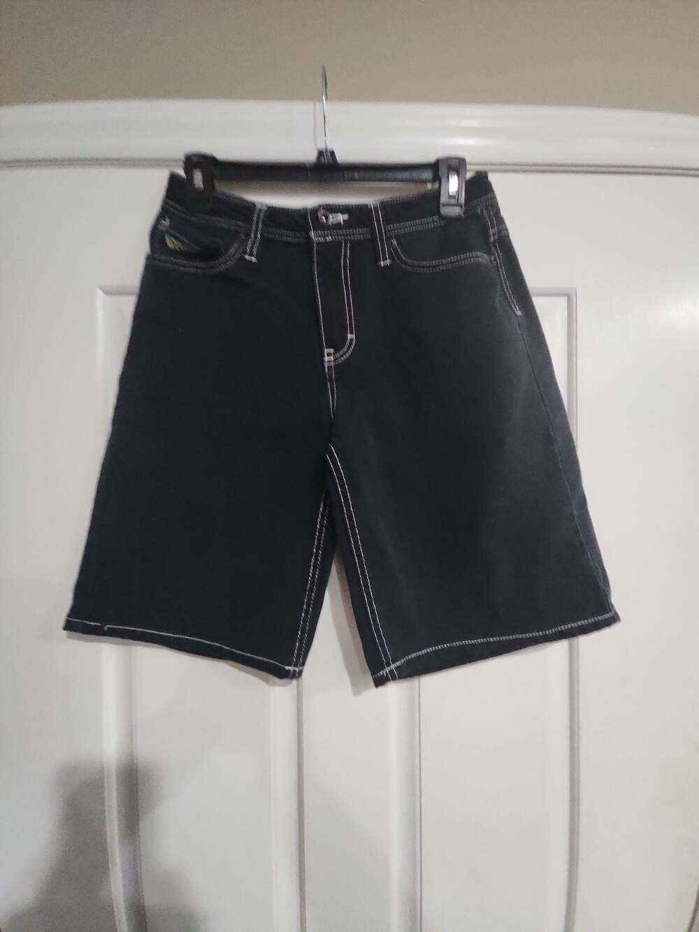 Empyre Boys Black Denim Skate Shorts with Fire Hydrant Graphic